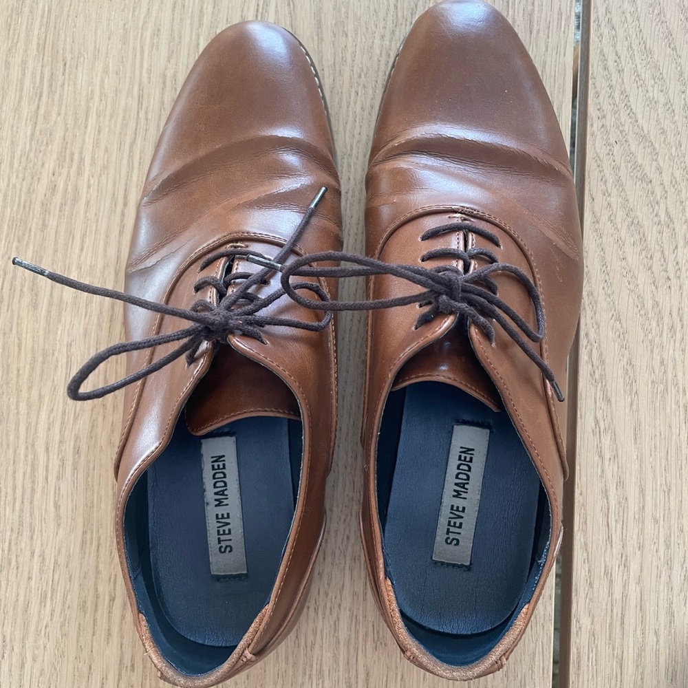 Steve Madden Men's Brown Leather Derbys